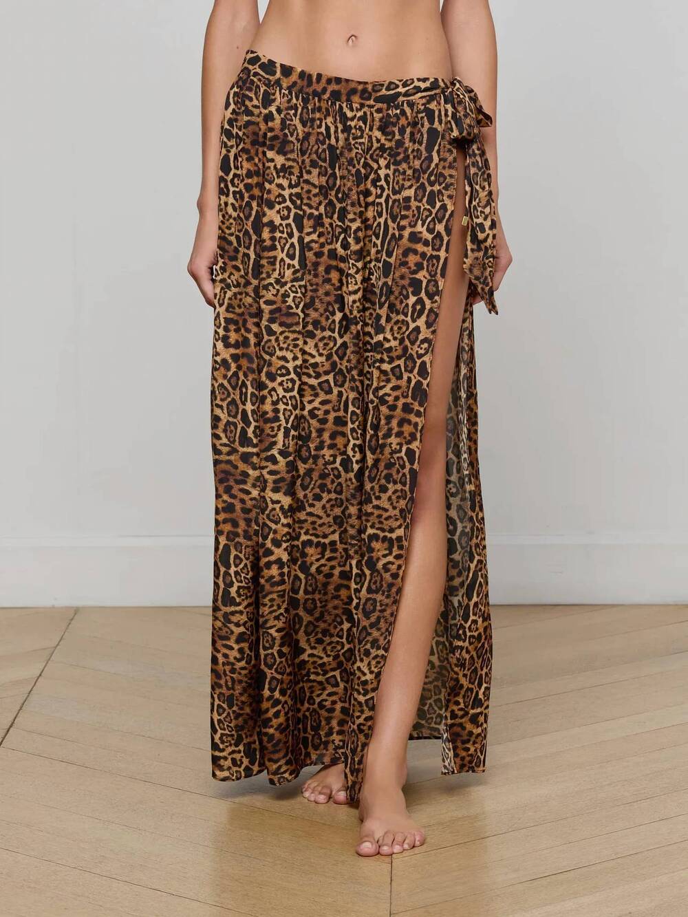 NEW L'AGENCE klaire cover-up skirt in leopard